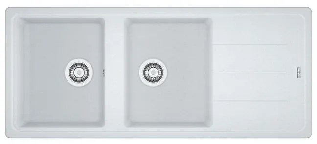Lavello integrato 2 vasche con gocciolatoio laterale destro o sinistro FRANKE Boston fragranite L 50 x L 116 cm bianco