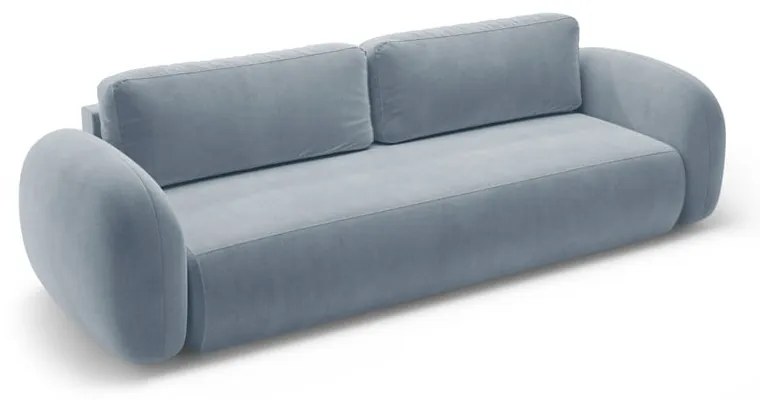 Divano blu polveroso allungabile/con contenitore con rivestimento in velluto 262 cm Tonale – Cosmopolitan Design