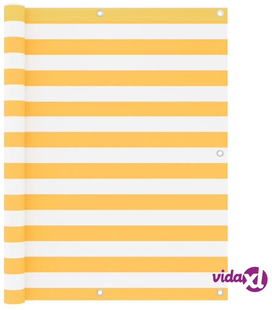 vidaXL Paravento Balcone Bianco e Giallo 120x400 cm Tessuto Oxford