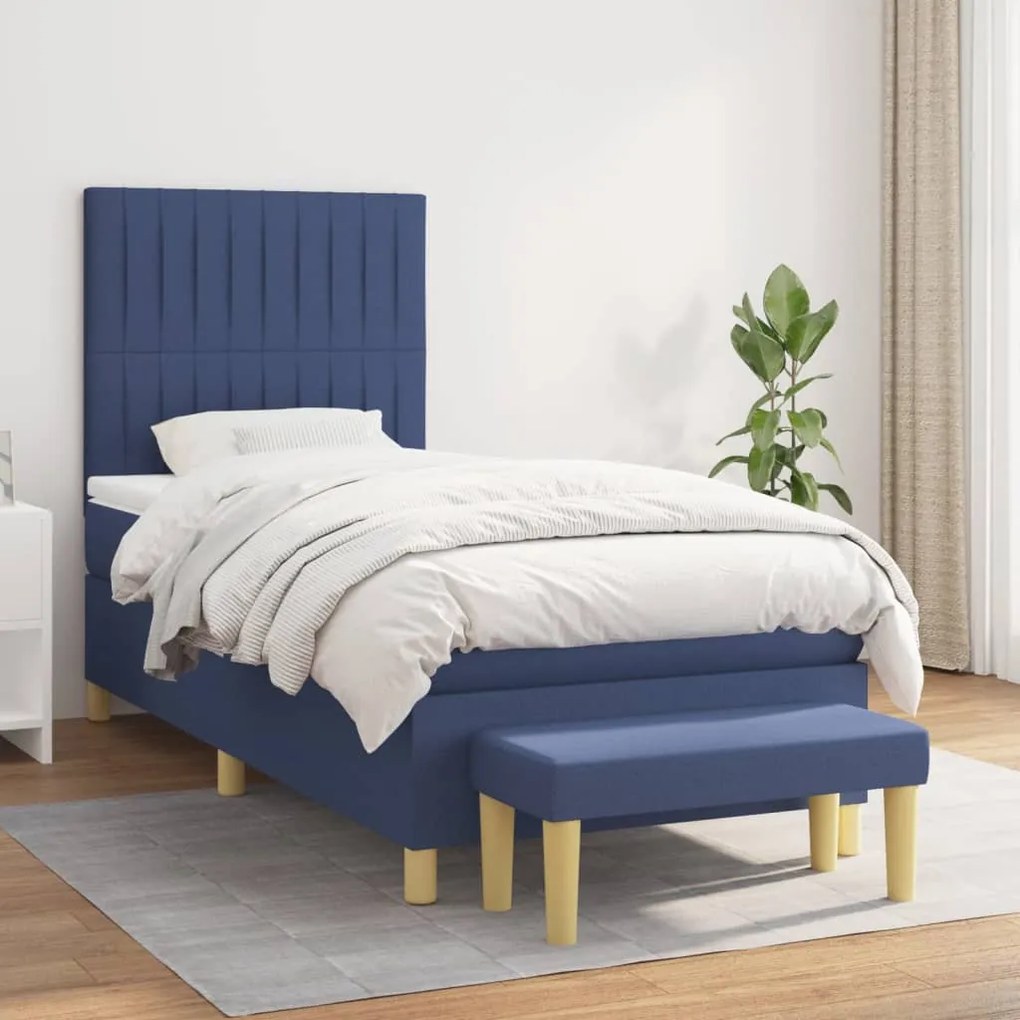 Giroletto A Molle Con Materasso Blu 100x200 Cm İn Tessuto /