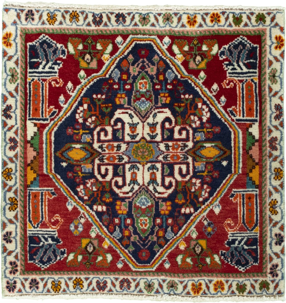 Shiraz Tappeto persiano 60x60 Blu (Iran) Annodato A Mano