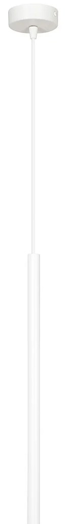 Lampadario 1 Luce Moderno Shu Acciaio Bianco E Paralume A Cilindro Sottile