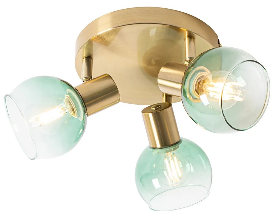 Plafoniera Art Déco oro con vetro verde 3 luci - VIDRO