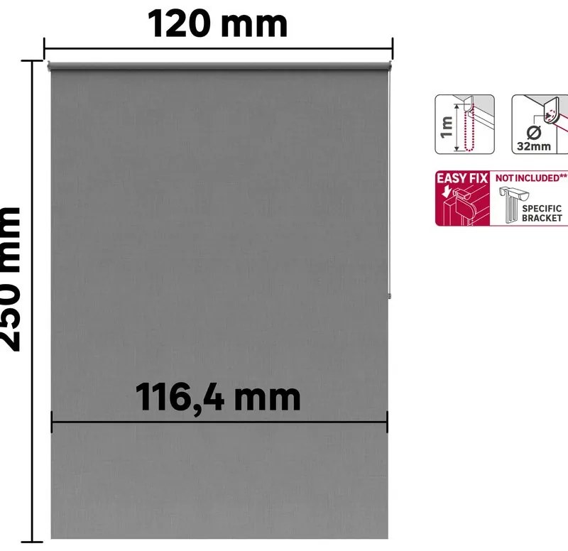Tenda a rullo oscurante INSPIRE Malawi grigio / argento 120x250 cm