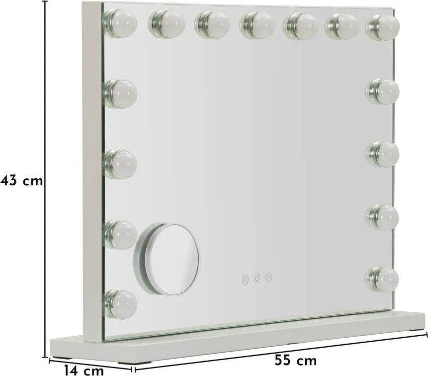 Specchio da parete con illuminazione/con ripiano 55x43 cm Hollywood – Mauro Ferretti