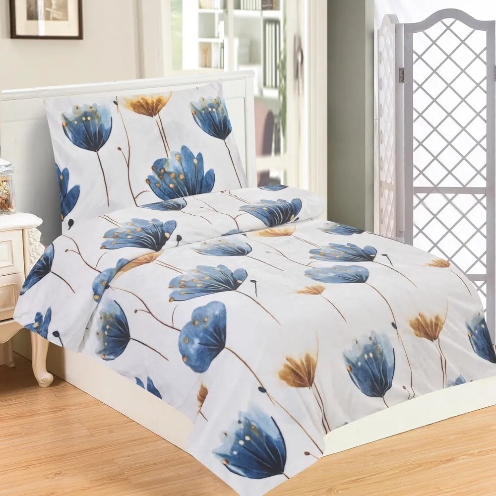 Set copripiumino e federa blu scuro in micropile per letto singolo 140x200 cm Marbella – My House