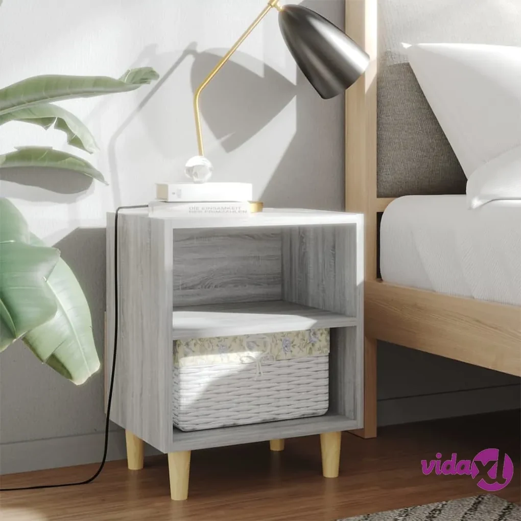 Comodini con Luci LED 2pz Grigio Cemento 40x39x48,5 cm