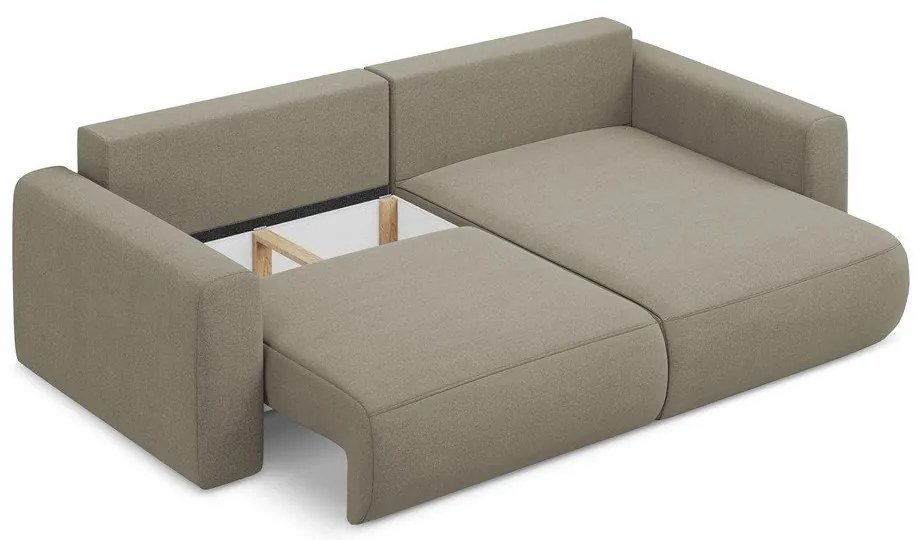 Divano angolare marrone chiaro allungabile/con contenitore (con penisola a destra/con chaise lounge) Kapua – Makamii