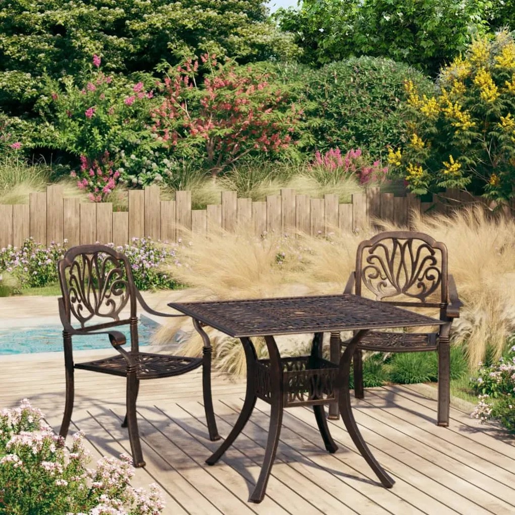 Set da bistrot 3 pz in alluminio pressofuso bronzo