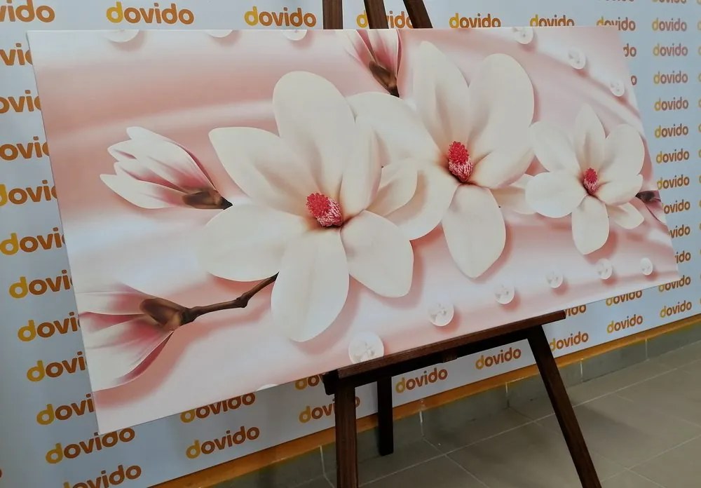 Quadro su tela – Magnolia di lusso con perle