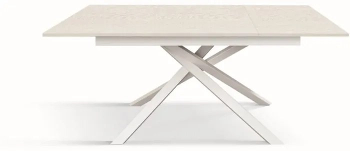 Tavolo VOLPAIA in legno, finitura bianco frassinato e base in metallo verniciato bianco, allungabile 120&#215;80 cm &#8211; 170&#215;80 cm