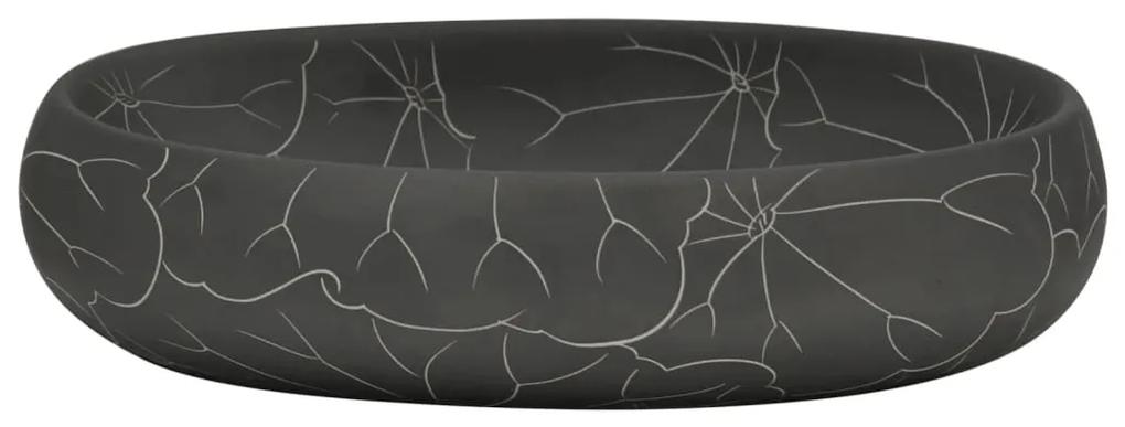 Lavabo da Appoggio Nero Ovale 59x40x15 cm Ceramica