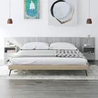 Testiera Letto con Comodini in Legno Multistrato Grigio Sonoma 3115746