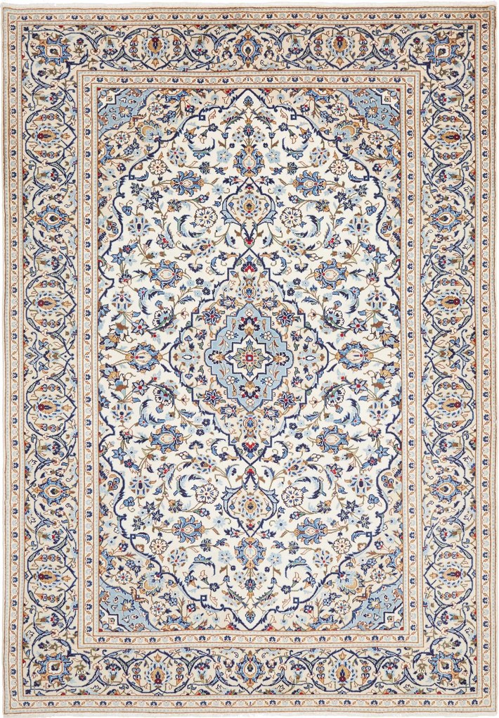 Kashan Tappeto 200 x 290 Blu (Iran) Annodato A Mano