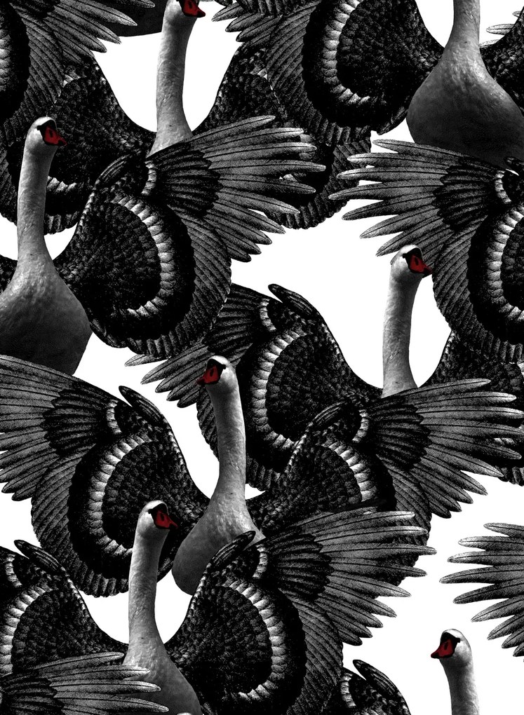 Studio Lisa Bengtsson Carta da parati Swan Lake - White