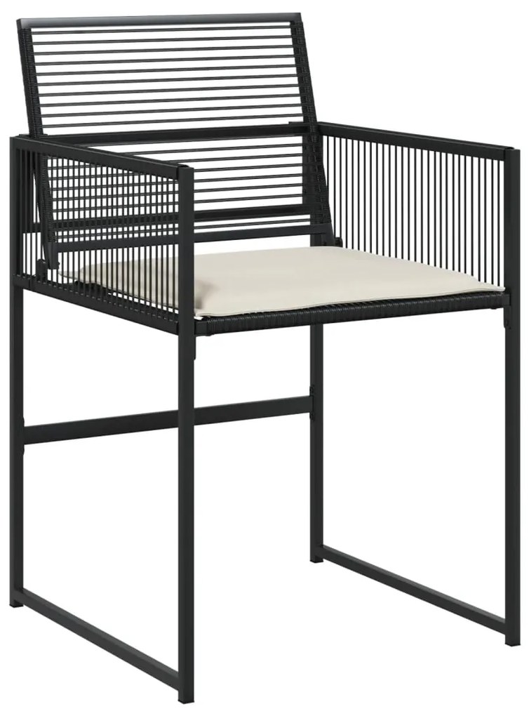 Set da pranzo da giardino 17 pz con cuscini nero in polyrattan