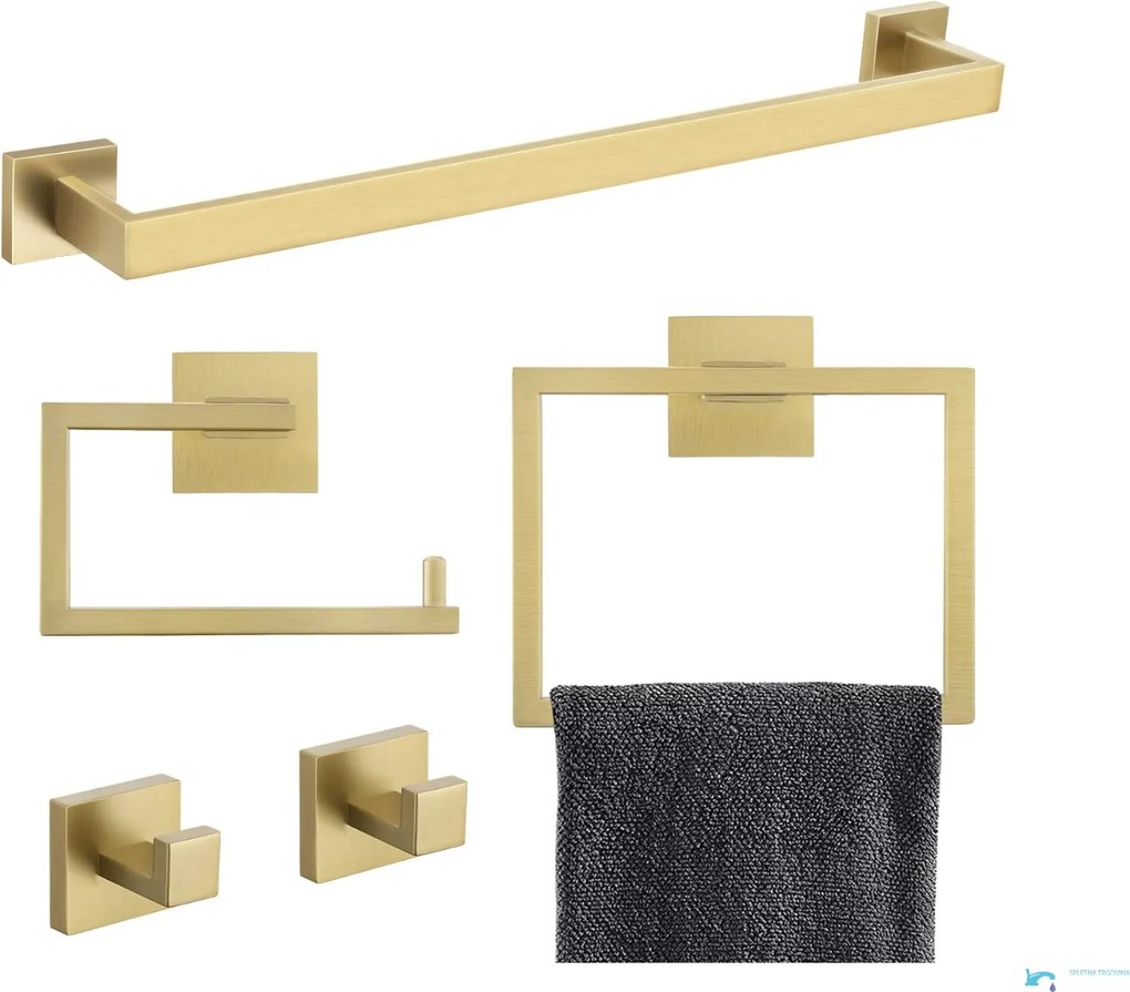 Set di accessori da bagno a parete EYN BA1214 in acciaio inox oro spazzolato