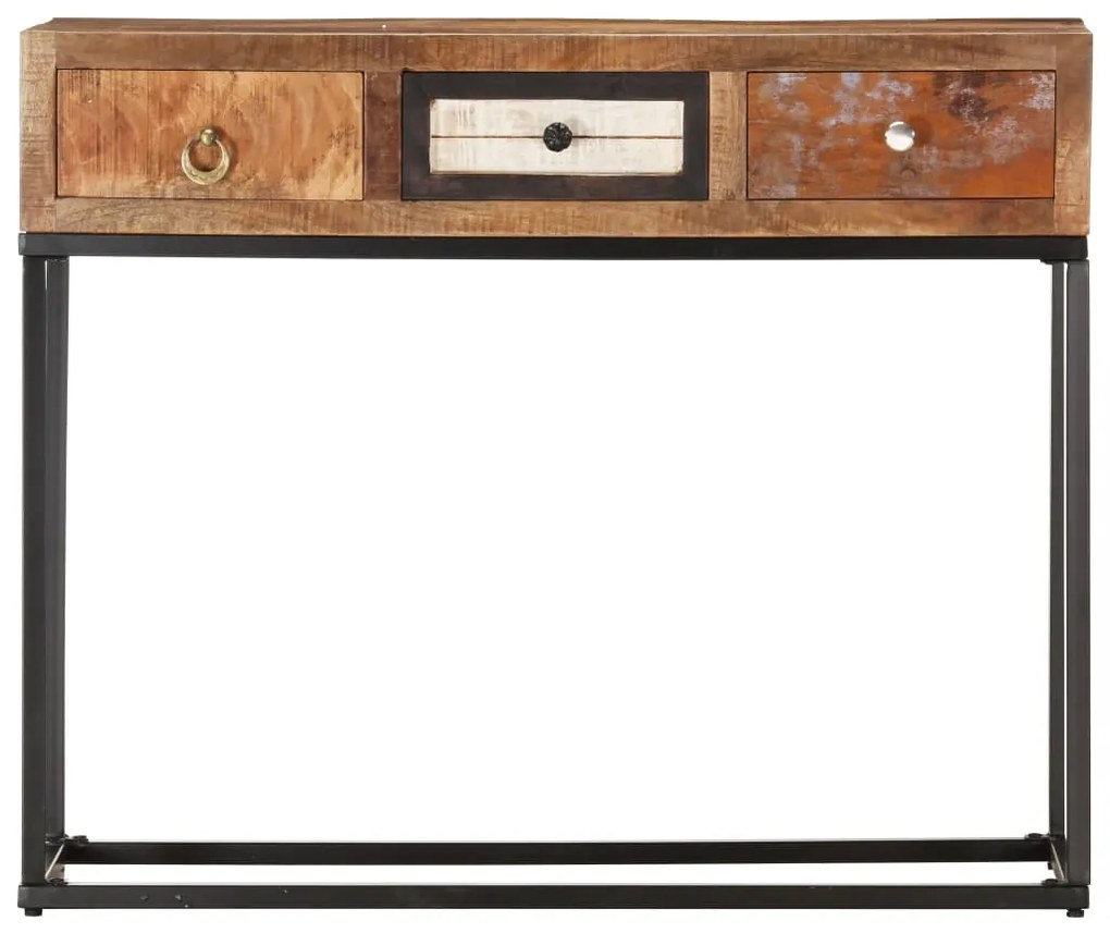 Tavolo consolle oro 90x30x75 cm in legno massello di recupero