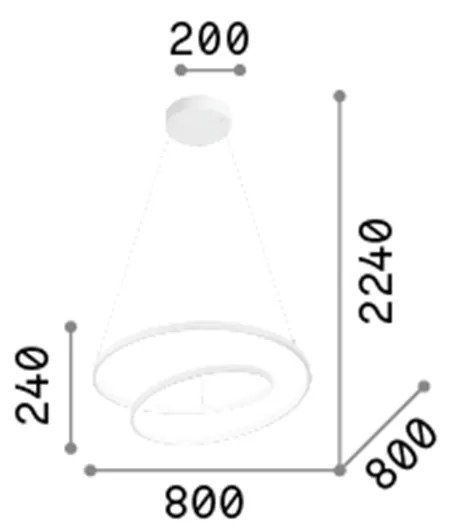 Sospensione Moderna Oz Metallo Nero Led 55W 3000K Luce Calda D80 On-Off