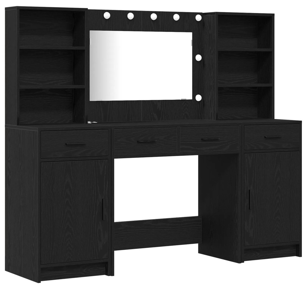 Set da trucco 3 pezzi in legno ingegnerizzato nero