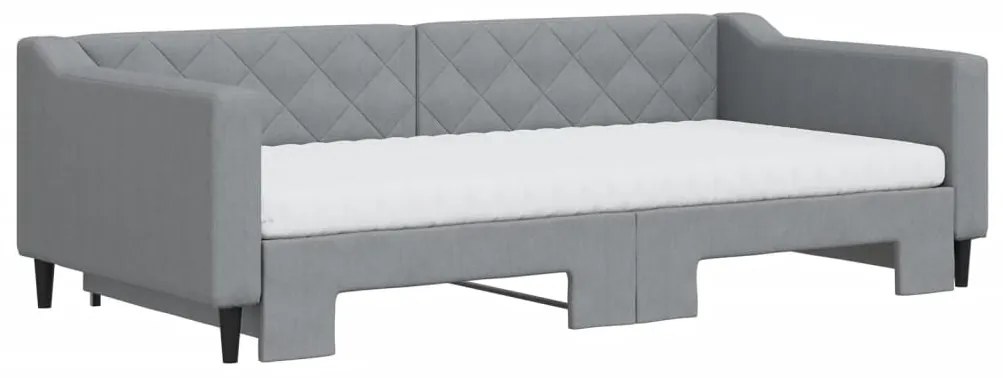 Divano letto estraibile materassi grigio chiaro 100x200 tessuto