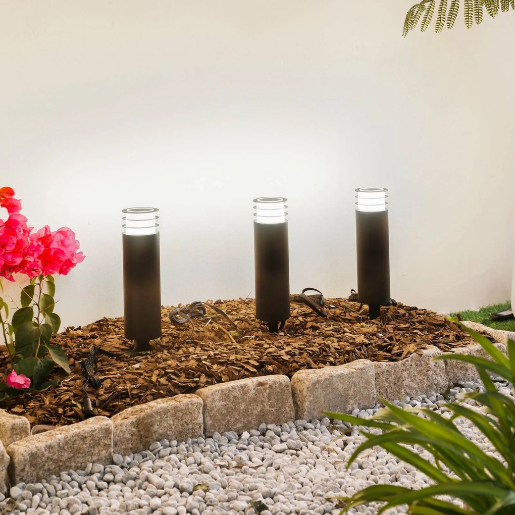 Lindby Smart lampioncino LED Kaelo, CCT, RGB, Tuya, set da 3 Kaelo Lindby, dimmerabile, Nero, Plastica, Moderno