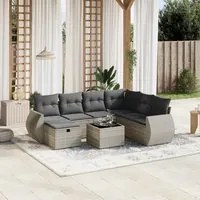 Set Divano da Giardino 8pz con Cuscini Grigio Chiaro Polyrattan 3264158