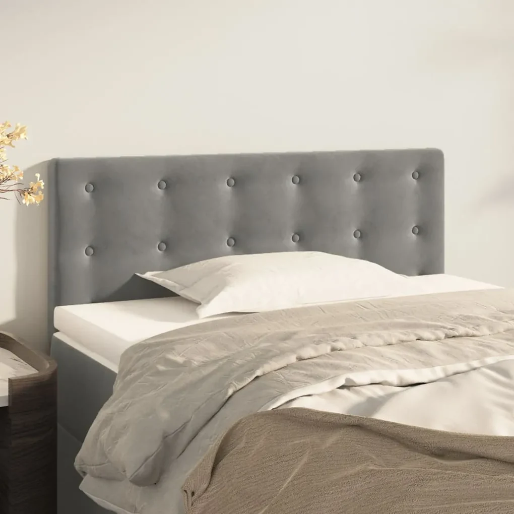 Testiera grigio chiaro 90x5x78/88 cm in velluto