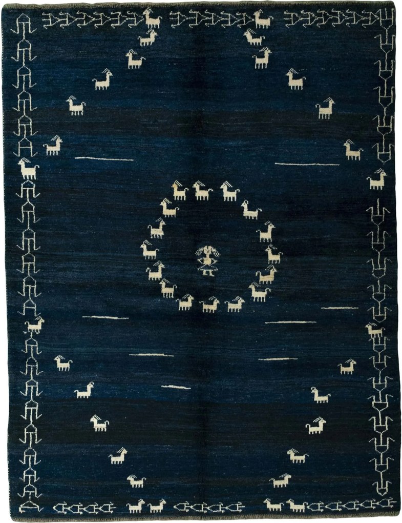 Gabbeh Tappeto 220x170 Blu (Iran) Annodato A Mano