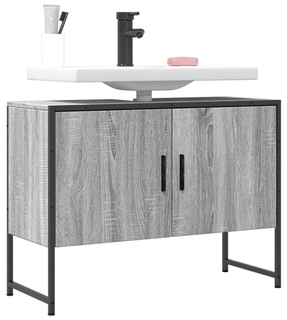 Mobile Lavabo Bagno Grigio Sonoma 60x30x60 Cm Legno Multistrato /