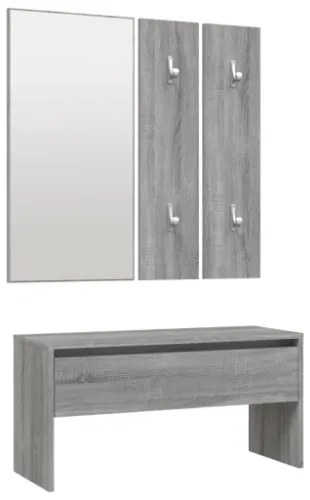 Set di Mobili da Corridoio Grigio Sonoma in Legno Multistrato