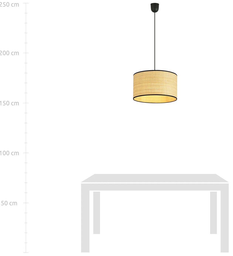 Sospensione Nordica 1 Luce Drago In Acciaio Nero E Rattan