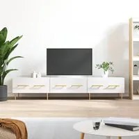 Mobile Porta TV Bianco Lucido 150x36x30 cm in Legno Multistrato 829142