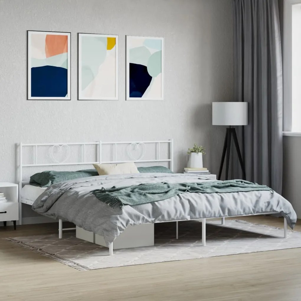 Giroletto Con Testiera Metallo Bianco 200x200 Cm /