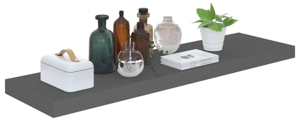 Scaffali a parete 4 pz grigio lucido 90x23,5x3,8 cm in mdf