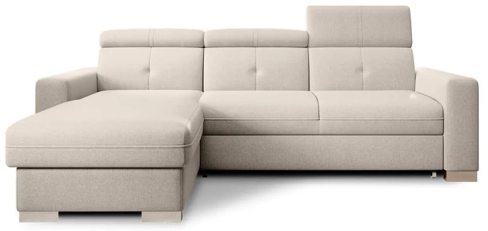 Divano angolare beige allungabile/con contenitore (con penisola a sinistra/con chaise lounge) Fresia – ELTAP