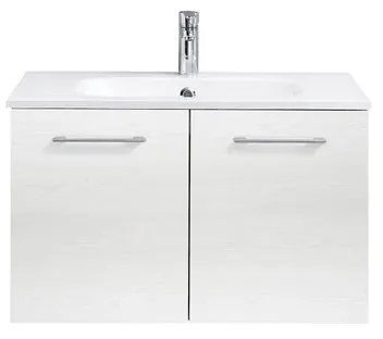 Mobile da bagno sotto lavabo Madeo rovere bianco L 80 x H 48 x P 45 cm 2 ante, lavabo non incluso