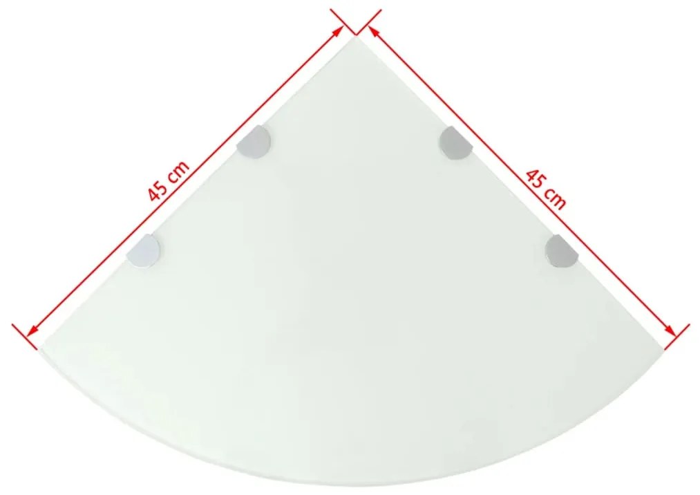 Scaffale angolare con supporti cromati vetro bianco 45x45 cm