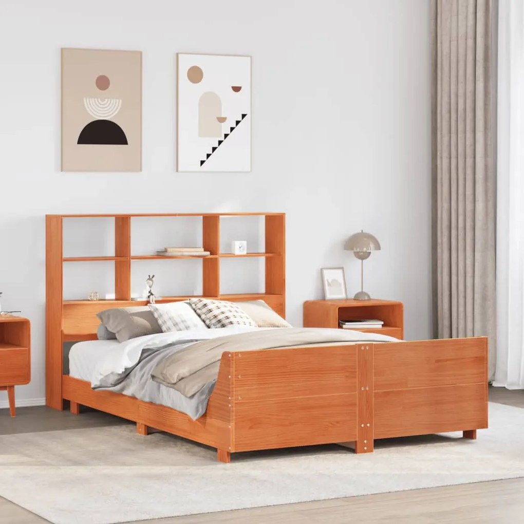 Giroletto Senza Materasso Marrone Cera 160x200 Cm Legno Di Pino /