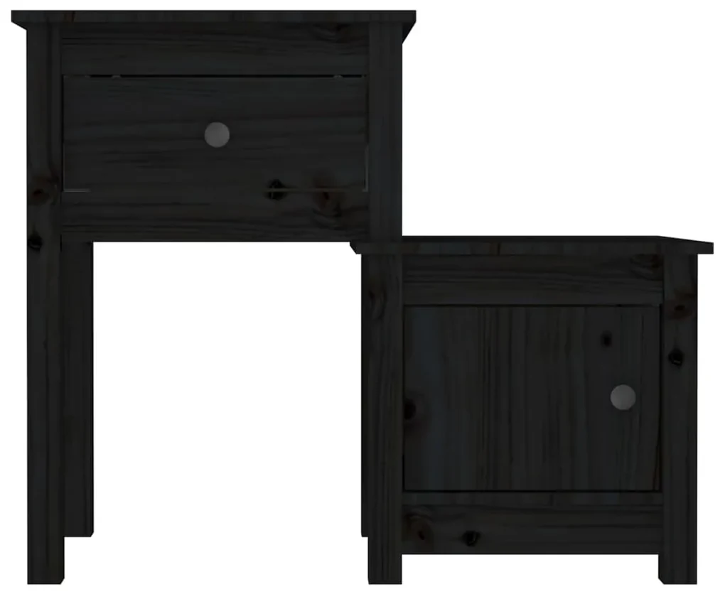 Comodini 2 pz neri 79,5x38x65,5 cm in legno massello di pino