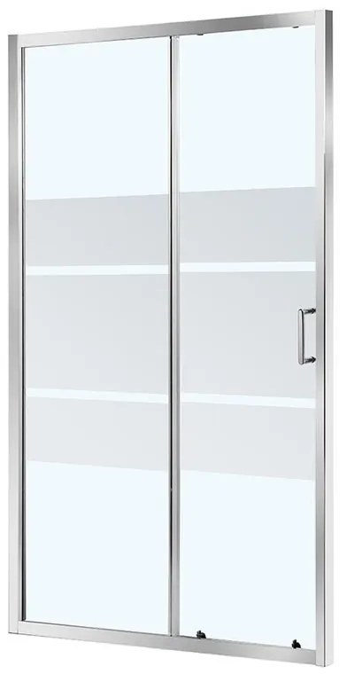 Porta doccia scorrevole Zesk, L 138-142 cm x H 190 cm x SP 6 mm, profilo cromo, vetro serigrafato