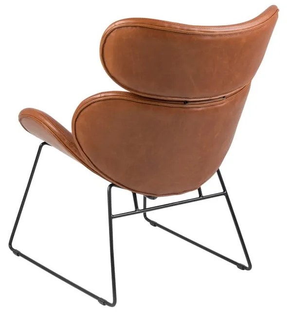 Poltrona in similpelle marrone con gambe nere Cazar - Actona