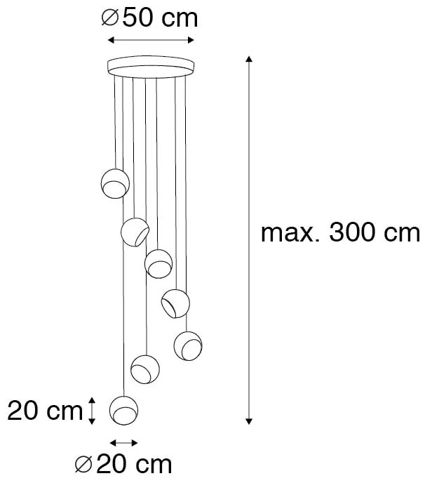 Lampada a sospensione nera con interno dorato 7 luci - Crooked Cluster