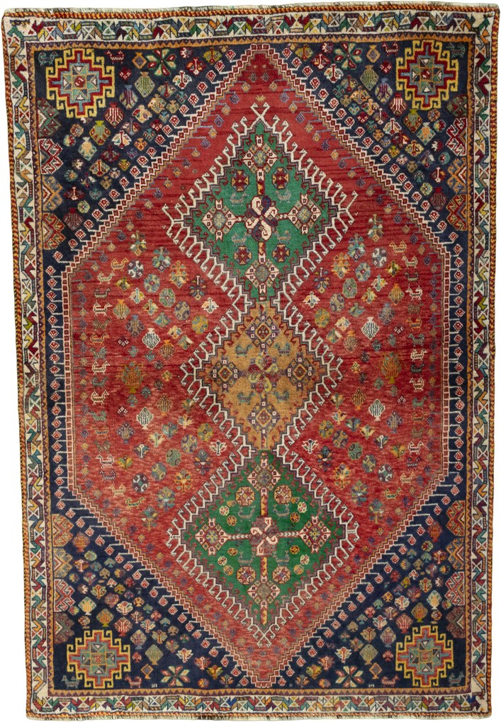 Shiraz Tappeto persiano 120 x 180 Rosso (Iran) Annodato A Mano