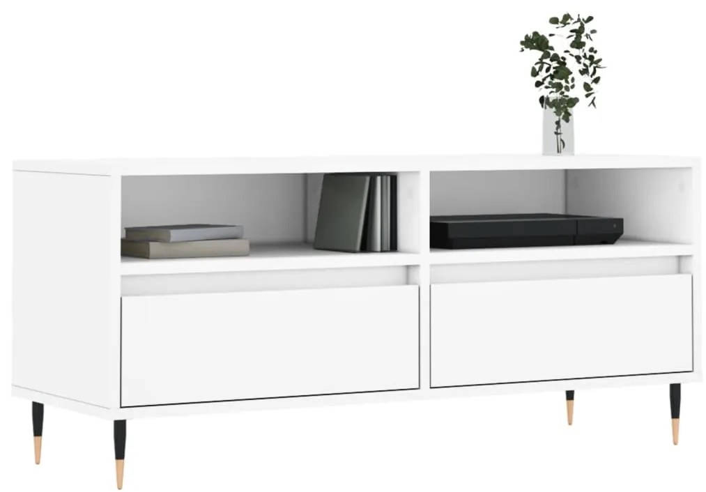 Mobile porta tv bianco 100x34,5x44,5 cm in legno multistrato