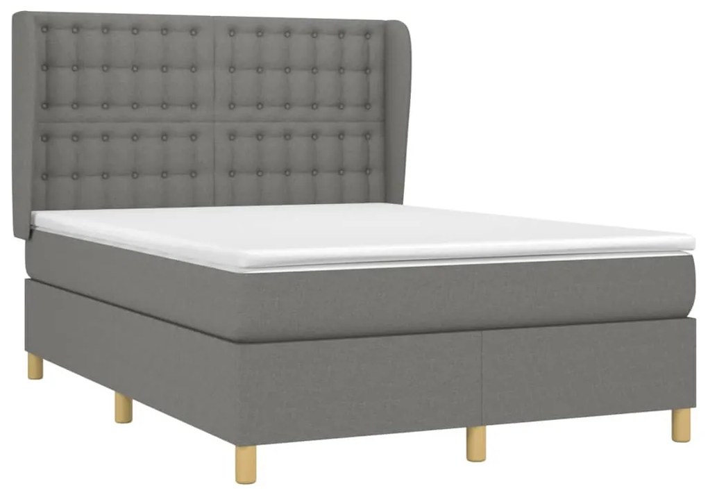Giroletto a molle con materasso grigio scuro 140x200cm tessuto
