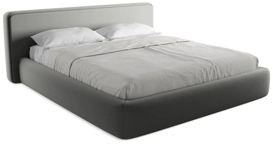 Letto matrimoniale imbottito grigio con contenitore con griglia 180x200 cm Kiana - Makamii