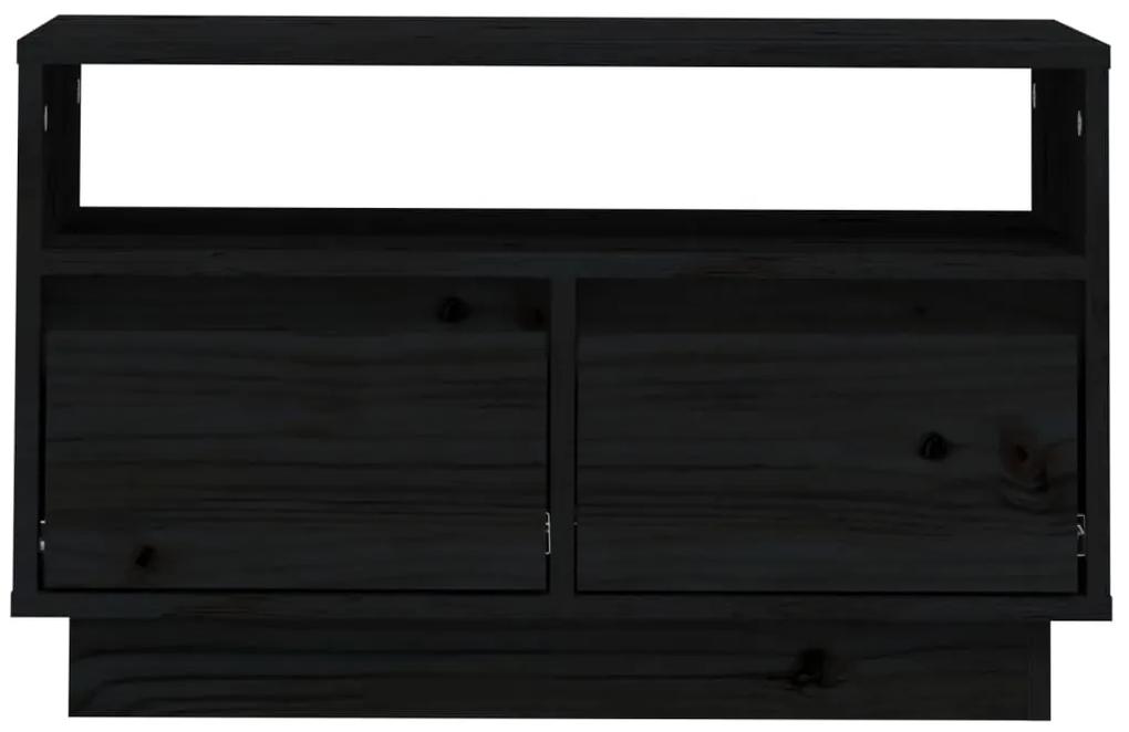 Mobile porta tv nero 60x35x37 cm in legno massello di pino