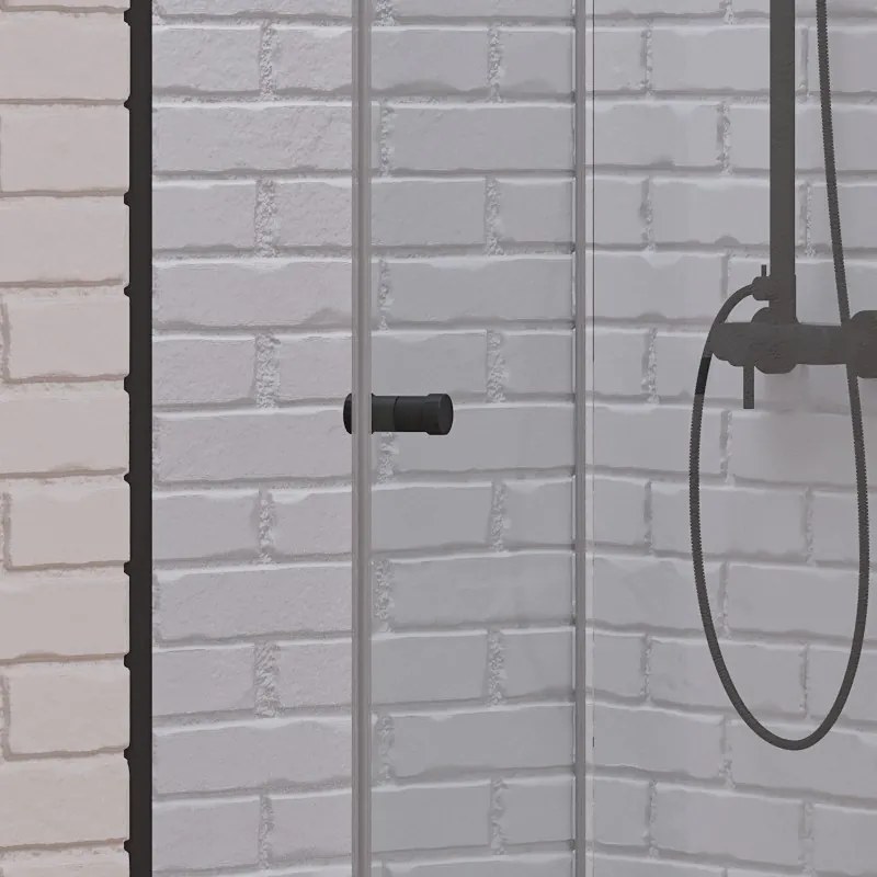 Porta doccia a libro 60 cm colore nero altezza 200h | KAM-KS700N - KAMALU