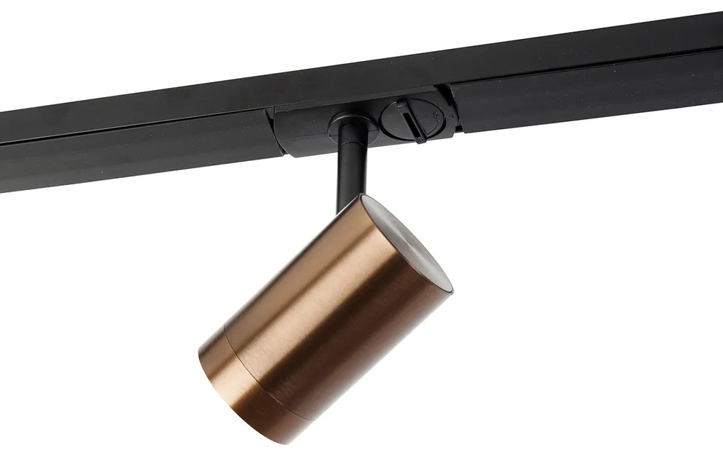 Sistema a binario moderno monofase con 4 faretti bronzo scuro - Jeana